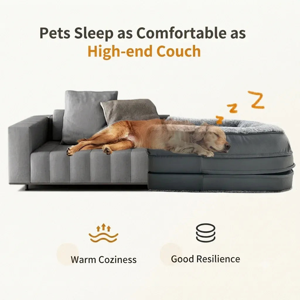 Sofa couch pet dog bed offering plush comfort comparable to a human sofa