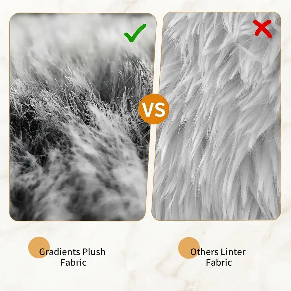 Sofa couch pet dog bed plush gradient fur fabric compared to lower-quality linter fur.